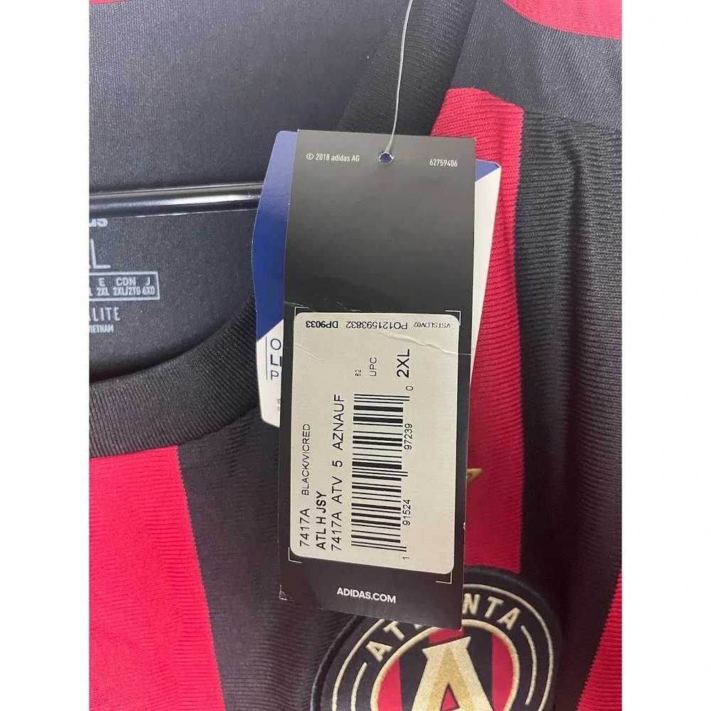 NWT Adidas Atlanta United MLS Soccer Jersey Red Black Striped Size 2XL Brand New - Picture 6 of 7